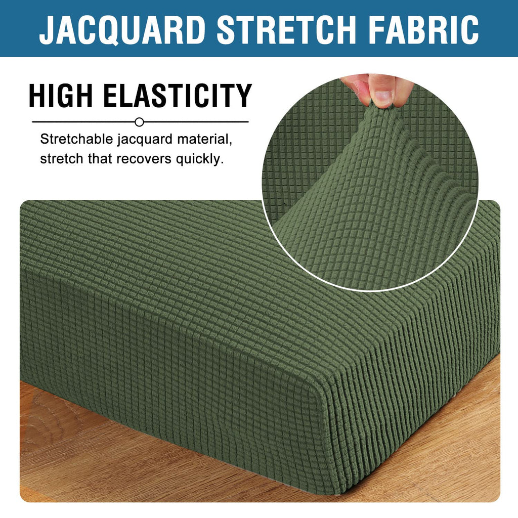 H.VERSAILTEX Super Stretch Individual Seat Cushion Covers Sofa Covers Couch Cushion Covers Slipcover Sets Thick Jacquard Textured Twill Fabric (2 Piece Large Sofa Cushion Covers, Bronze Green)