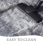 Chicrug Soft Runner Rugs for Bedroom Living Room Plush Fluffy Rug 2x10 Feet, Shag Furry Area Rug Carpet Non Shedding for Nursery Children Kids Girls Room Home Decorative, Grey and White