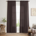 Nanspring Cocoa Coffee Linen Curtains 84 Inch Length 2 Panels Set for Living Room Back Tab Light Filtering Semi Sheer Curtain for Bedroom Farmhouse Drapes, 52x84 Inch, 2 Panels