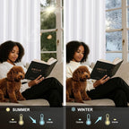 NICETOWN 100% Blackout Window Curtain Panels 102 inch Length for Living Room, Set of 2, Snow White, 55 inches Wide, Thermal Insulated Extra Long Drapes