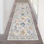 HEBE Hallway Runner Rug 2'x6' Washable Vintage Distressed Area Rugs Non Slip Laundry Rug Runner Boho Floor Carpet Runners for Hallways Entryway Laundry Room Kitchen Bathroom