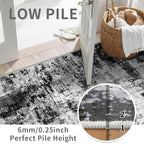WIEVEDENS 2x3 Small Washable Area Rug: Non-Slip Indoor Door Mat for Entrance Doorway Kitchen Bedroom Living Room - Abstract Farmhouse Throw Rug for Modern Home Decor Black Grey