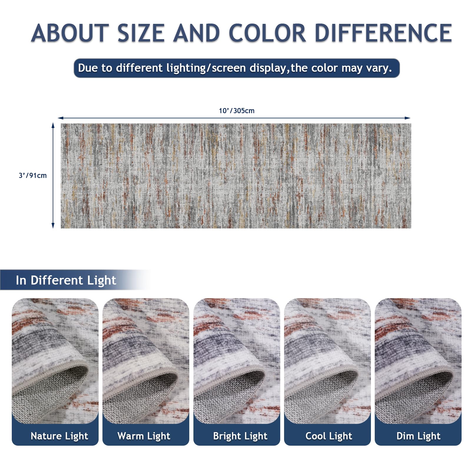 Washable Runner Rugs 3x10 Abstract Kitchen Runner Rug Non Slip Backing, Ultra-Thin Carpet Runners for Hallway 10 ft,Long Rug Runner for Entryway Living Room Bedroom Laundry Room