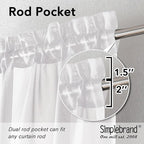 Simplebrand White Tier Curtains for Kitchen 24 Inches Long 2 PaSet, Rod Pocket Cafe Curtain Light Filtering Sheer Short Curtains for Bathroom/Basement Half Window 42 x 24 Inch, 2Pcs, White
