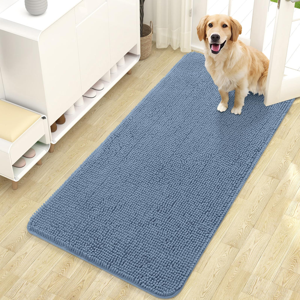 OLANLY Dog Door Mat for Muddy Paws 47x24, Super Absorbent Chenille Mud Mat