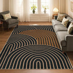 Lahome Enfys Modern Rainbow Easy Jute Carpet, Washable Rugs 5x7 for Living Room Black Farmhouse Dining Room Rug, Contemporary Natural Throw Mat Non Slip Floor Carpet for Office RV Patio