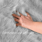 Latepis Grey Faux Sheepskin Fur 2x6 Runner Rugs High Pile Soft Plush Fuzzy Rug for Bedroom Bedside Shag Rug Fluffy Carpet for Living Room Home Décor