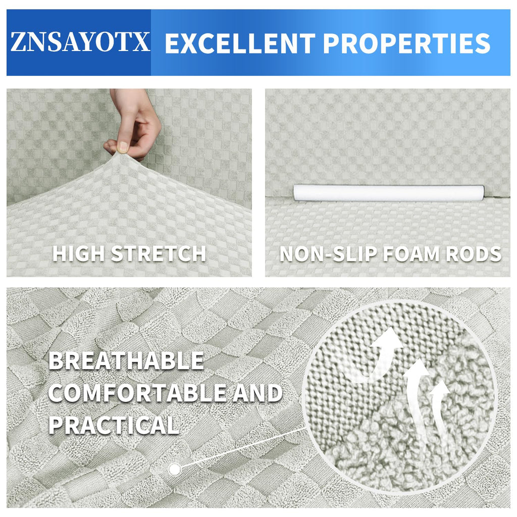 ZNSAYOTX 1 Piece Jacquard Couch Covers for 2 Cushion Couch High Stretch Loveseat Slipcover for Pets Dogs Anti Slip Love Seat Sofa Slipcover Furniture Protector (Medium, Ivory)