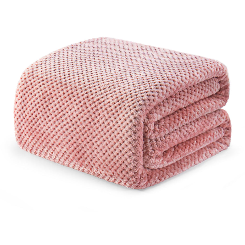 Exclusivo Mezcla Soft Waffle Fleece Bed Blanket Twin Size, Pink