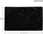 Tepook Super Soft Fluffy Rug for Bedroom, Modern Shaggy Fuzzy Kids Rugs for Living Room, Plush Indoor Nursery Home Decor Dorm Carpet with Non-Slip Bottom, Black, 5 X 8 Feet