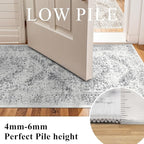 Washable 2'6''x8' Runner Rug - Non-Slip Vintage Runner Rug for Entryway Low-Pile Medallion Long Rugs for Hallway Waterproof Traditional Runner Rugs Indoor Thin Rug for Kitchen (Grey)