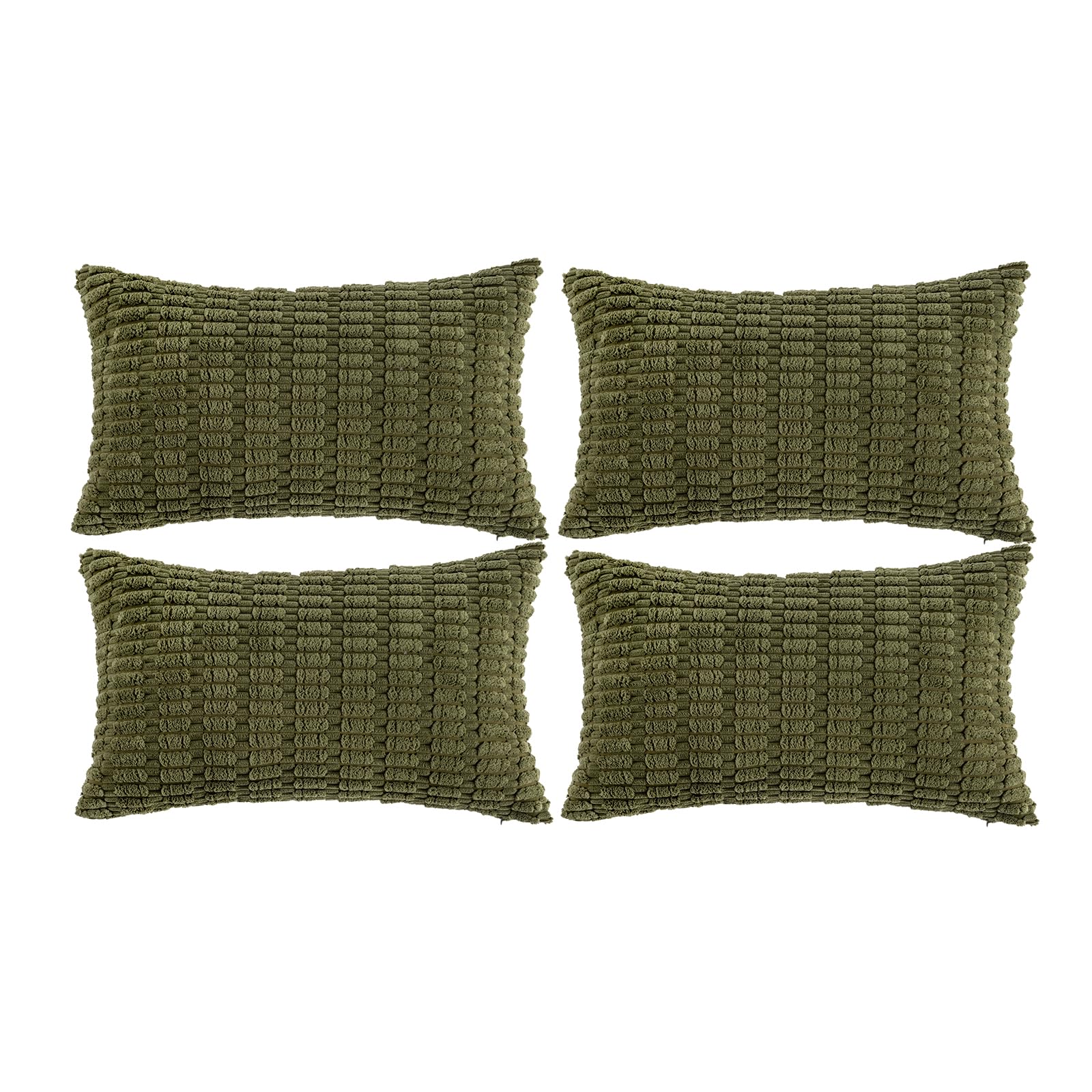 Fancy Homi 4 Packs Decorative Throw Pillow Covers for Living Room Couch Bed, Modern Farmhouse Boho Home Décor Accent Cushion Case, 24" x 12", Moss Green