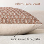 Foindtower Set of 2 Decorative Neutral Floral Print Throw Pillow Covers Vintage Farmhouse Cushion Covers Boho Home Decor for Sofa Chair Couch Bedroom Living Room,18×18 Inch,Light Orange Brown