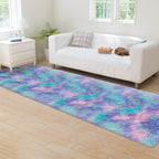 JiaoBaba Super Soft Fluffy Living Room Area Rug 2x8 ft Purple Rainbow Tie-Dyed Shaggy Furry Carpet Washable Non-Slip Carpets Bedroom Bedside Nursery Rug Cute Colorful Room Decor for Girls