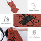 Smiry Dog Door Mat for Muddy Paws, Absorbent Dirt Trapper Non Slip Quick Dry Washable Chenille Mat for Mud Dogs, Entry Rug for Indoor and Outdoor (48x30 Inches, Maple Red and Black)
