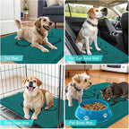 OLANLY Dog Door Mat for Muddy Paws 48x30, Paw Print Design, Absorbs Moisture and Dirt, Absorbent Non-Slip Washable Doormat, Quick Dry Chenille Mud Mat for Dogs, Entry Indoor Entryway Carpet, Lake Blue