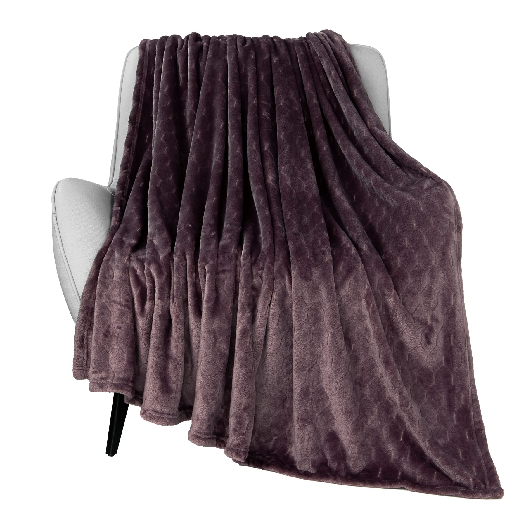 TOONOW Fleece Blanket Super Soft Cozy Throw Blanket 50" x 60", Lightweight Fuzzy Comfy Textured Flannel Blanket Warm Plush Throw Blankets for Couch, Sofa, Bed, Purple