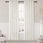Nanspring Natural Linen Curtains 80 Inch Length 2 Panel Set Thermal Insulated Back Tab Drapes for Bedroom Living Room Classroom Semi Sheer Privacy Light Filtering Windows 40x80 Inch
