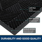 Smiry Front Door Mat Outside Entrance, Low Profile Rubber Doormat, 59x30
