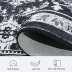 Lofus 5x7 Area Rug for Living Room,Black Washable Area Rugs with Non-Slip Backing,Soft Boho Carpets for Bedroom Dining Room Home Office Indoor Nursery