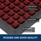 Smiry Front Door Mat Outside Entrance, Heavy Duty Natural Rubber Doormat, Non Slip, Trap Dirt and Moisture, Easy Clean, Low Profile Welcome Floor Mats for Indoor Outdoor Entry, 71x23 Inch, Red