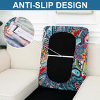 Smiry Printed Couch Cushion Covers, Stretch Soft Couch Covers for Sofa, Washable Non-Slip Sofa Slipcover Furniture Protector for Indoor and Outdoor (1 Pack, Blue Green)