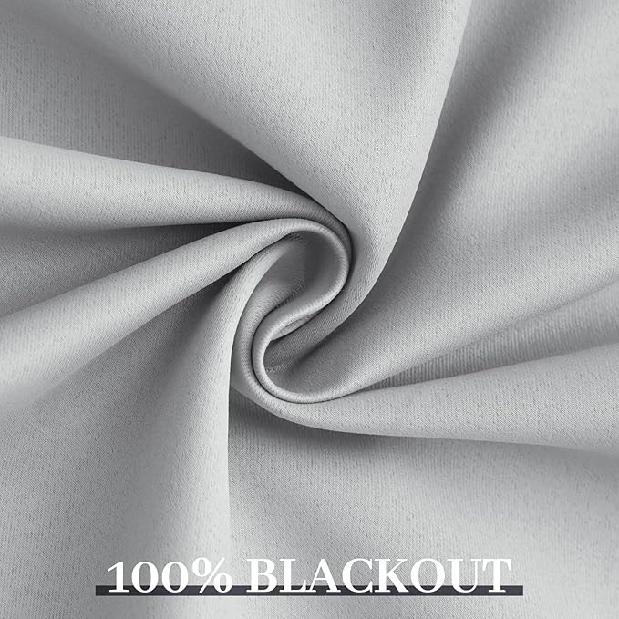 Yakamok 100% Blackout Curtains W100xL84 inch Light Grey Sliding Door Drapes