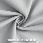 Yakamok 100% Blackout Curtains W100xL84 inch Light Grey Sliding Door Drapes