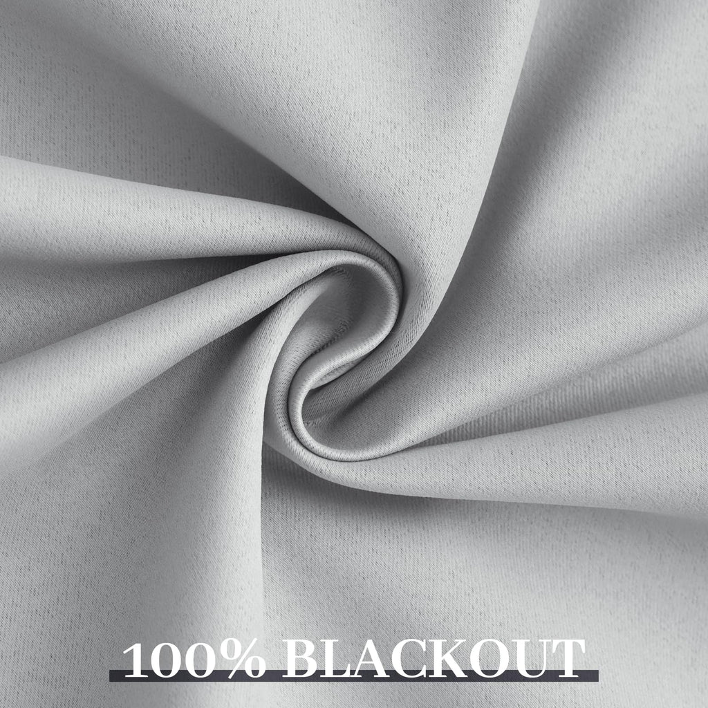 Yakamok 100% Blackout Curtains W100xL84 inch Light Grey Sliding Door Drapes