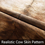 AROGAN Western Decor Faux Fur Cowhide Rug, 6.2 x 5.2 Feet Premium Animal Skin Cow Hide Rug, Durable Cow Print Rugs for Wall Decor, Western Floor Carpet for Bedroom Living Room, Brownish