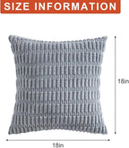 Pack of 2 Corduroy Decorative Throw Pillow Covers 18x18 InchSoft Boho Striped Pillow Covers Modern Farmhouse Home Decor for Sofa Living Room Couch Bed(Light Grey)