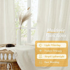 LAMIT Light Filtering Natural Linen Curtains 63 Inch Length for Living Room