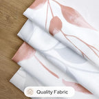 HOMEIDEAS Non-See-Through Pink and White Privacy Sheer Curtains 52 X 63 Inch Length 2 Panels, Leaf Floral Printed Light Filtering Semi Sheer Window Curtains Drapes for Bedroom Living Room