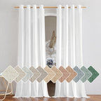 NICETOWN Linen White Curtains 84 inch Length 2 Panels Set, Grommet Thick Flax Linen Blend Window Treatment Privacy Assured with Light Filtering for Bedroom/Living Room, W55 x L84