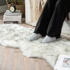 MIULEE Luxury Super Soft Fluffy Area Rug Faux Fur Sheepskin Rug Decorative Plush Shaggy Carpet for Bedside Sofa Floor Nursery 2 x 6 Feet, Gradient Grey