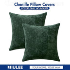 MIULEE Pack of 2 Christmas Green Couch Throw Pillow Covers 20x20 Inch Modern Boho Accent Decorative Pillow Covers Soft Chenille Farmhouse Cushion Covers for Home Decor Bed Sofa Living Room