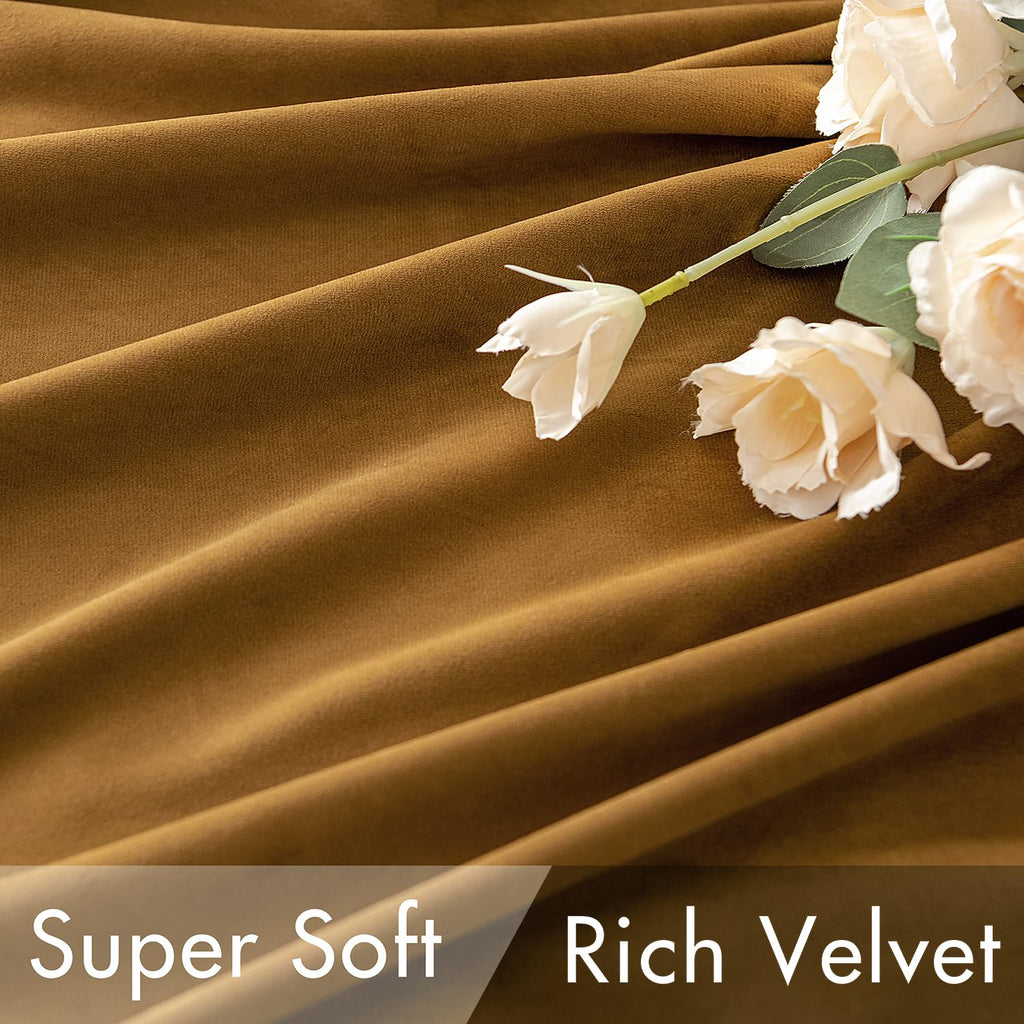 MIULEE Gold Velvet Curtains 52x90 inches Luxury Blackout Curtains