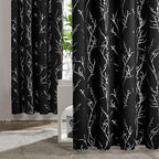 Deconovo Black Out Curtains for Kitchen, 42 x 45 Inch Length 2 Panels Set, Thermal Insulated Soundproof Window Drapes with Silver Print, Grommet Top, Machine Washable Panels for Small Winodw Nursery