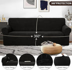U-NICE HOME 4 Seater Stretch Couch Cover Sofa Cover Washable Sofa Slipcover Furniture Protector for 3 Cushion Couch Sofa Pet Friendly, Black