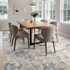 UERMEI 5x7 Area Rug Living Room Rugs - Washable Neutral Modern Abstract Soft Thin Large Rug Indoor Floor No Slip Rug Carpet for Bedroom Under Dining Table Home Office Decor - Blue Grey