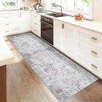 XLUEZ 2x7 Runner Rug for Hallway, Washable Modern Abstract Runner Rugs Neutral Soft Non Slip Kids Rug Stain Resistant Indoor Runners for Entryway Bedroom Kitchen Laundry Room(Bluegrey, 2'x7')