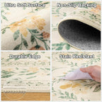Area Rug Living Room Rugs: Floral 4x6 Washable Rug Vintage Soft Boho Non-Slip Carpet Stain Resistant Large Carpets for Bedroom Dining Room Farmhouse Nursery Hallway Home Office Beige/Multi