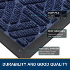 Smiry Front Door Mat Outside Entrance, Low Profile Rubber Doormat, 29.5x17