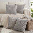 Fancy Homi 4 Packs Decorative Throw Pillow Covers for Living Room Couch Bed, Modern Farmhouse Boho Home Décor Accent Cushion Case, 24" x 24", Gray