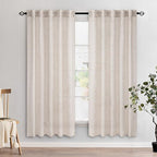 MIULEE Natural White Linen Curtains 72 Inch Length for Bedroom Living Room, Soft Thick Linen Textured Window Drapes Semi Sheer Light Filtering Rod Pocket Back Tab Farmhouse Cream Ivory, 2 Panels