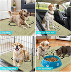 OLANLY Dog Door Mat for Muddy Paws 48x30, Paw Print Design, Absorbs Moisture and Dirt, Absorbent Non-Slip Washable Doormat, Quick Dry Chenille Mud Mat for Dogs, Entry Indoor Entryway Carpet, Vanilla