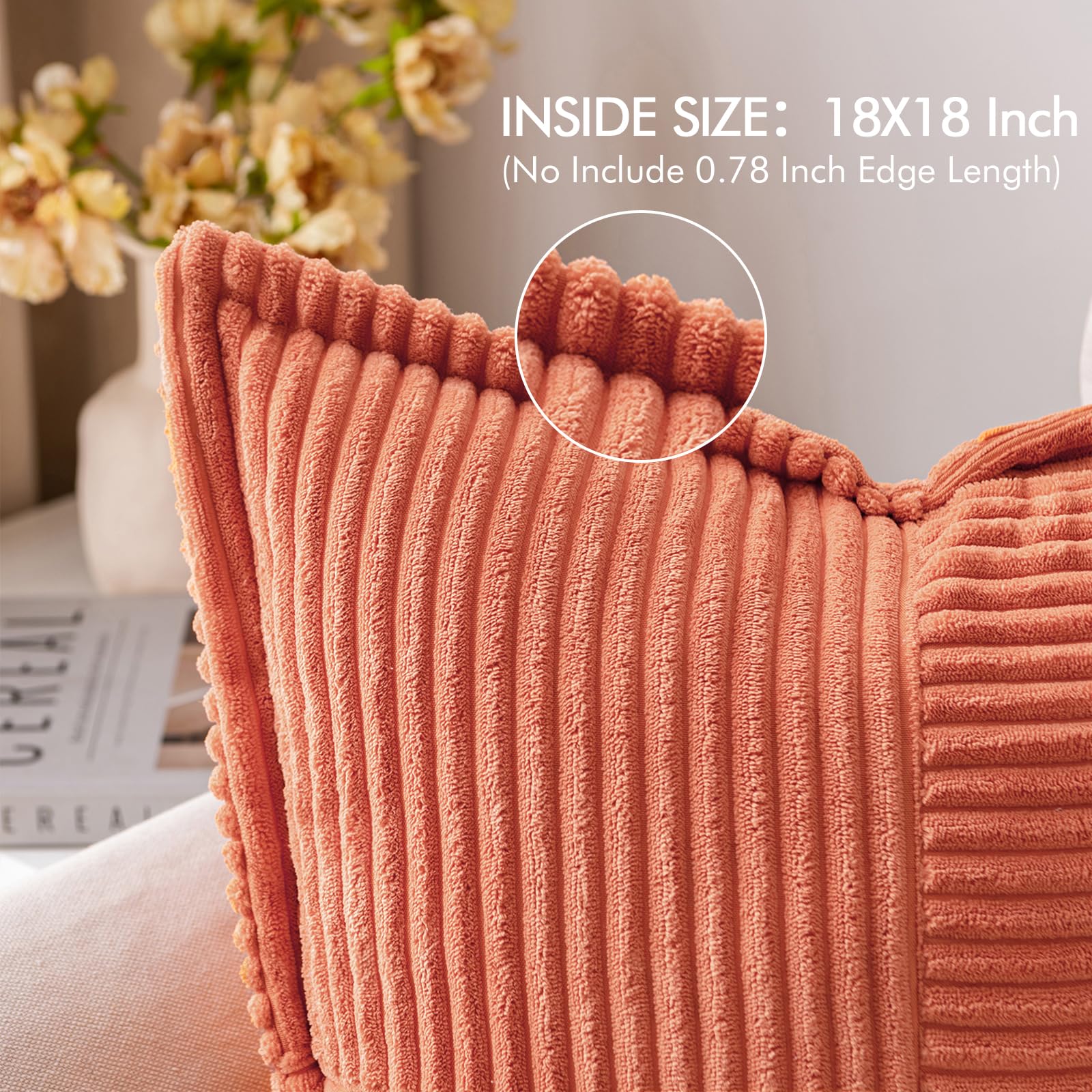 MIULEE Decorative Throw Pillow Covers for Couch 18x18 Inch Coral Red 2 Pack
