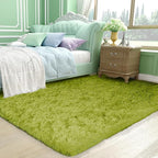 Ophanie Green Rug Grass Area Rugs for Bedroom, 4x6 Shag Fluffy Carpet, Fuzzy Furry Plush Soft Cute Kids Baby Girls Shaggy Bedside Indoor Floor Carpets for Teen Dorm Home Decor Aesthetic, Nursery