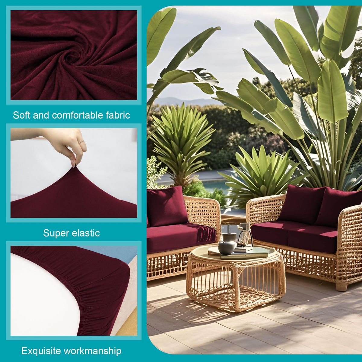 12 Pcs Outdoor Cushion Covers, Patio Sofa Cushion Covers Replacement