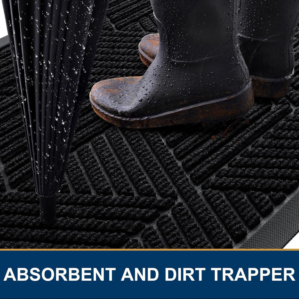 Smiry Front Door Mat Outside Entrance, Low Profile Rubber Doormat, 71x47